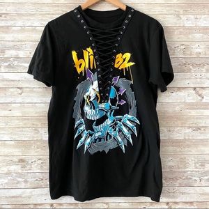 Blink 182 V Neck Black Tee L